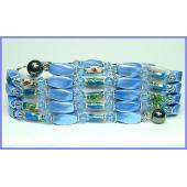 36inch Blue Cloisonne , Crystal,Magnetic Wrap Bracelet Necklace All in One Set